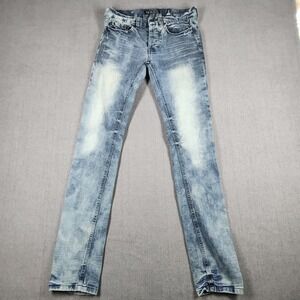 Rude Jeans Mens Size 26x32 Blue Super Skinny Stretch Pockets Button Fly